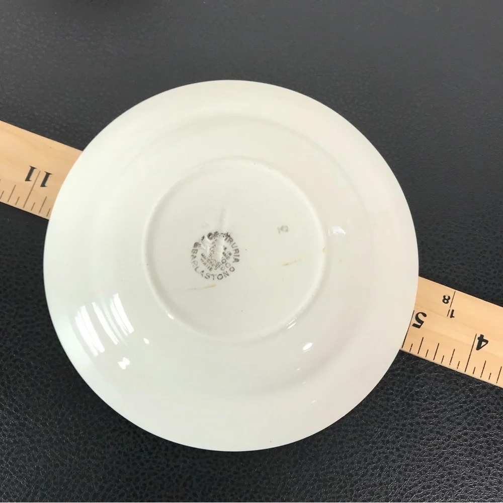 Wedgwood Etruria Embossed Queens Ware Pink on White Tea Cup Saucer Set England - Picture 15 of 16